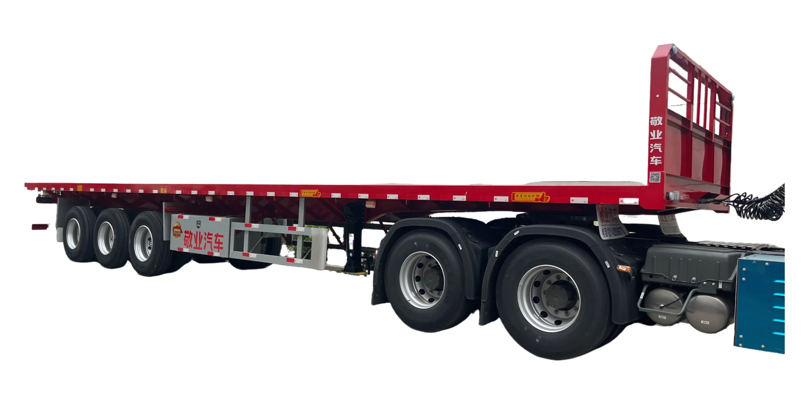 Jingye flatbed semi trailer showing the axle and suspension assembly