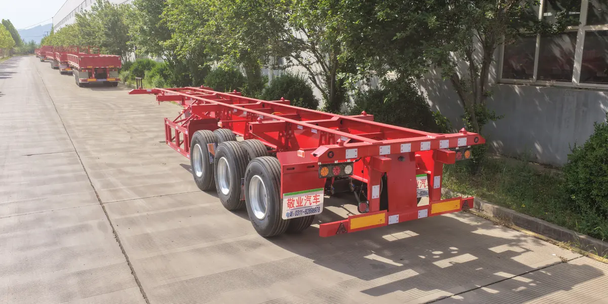 Container chassis units lined up in the yard at the Jingye plant
